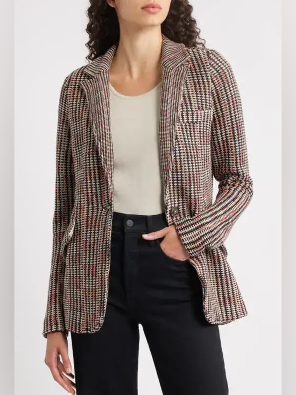 Nic + Zoe $195 Plaid Contour Knot Jacket
